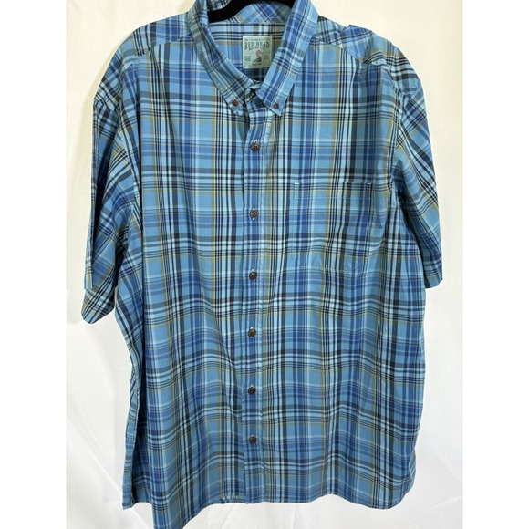 Red Head Brand Shirt Size 2XL Short Sleeve Button Up Plaid - Picture 1 of 6